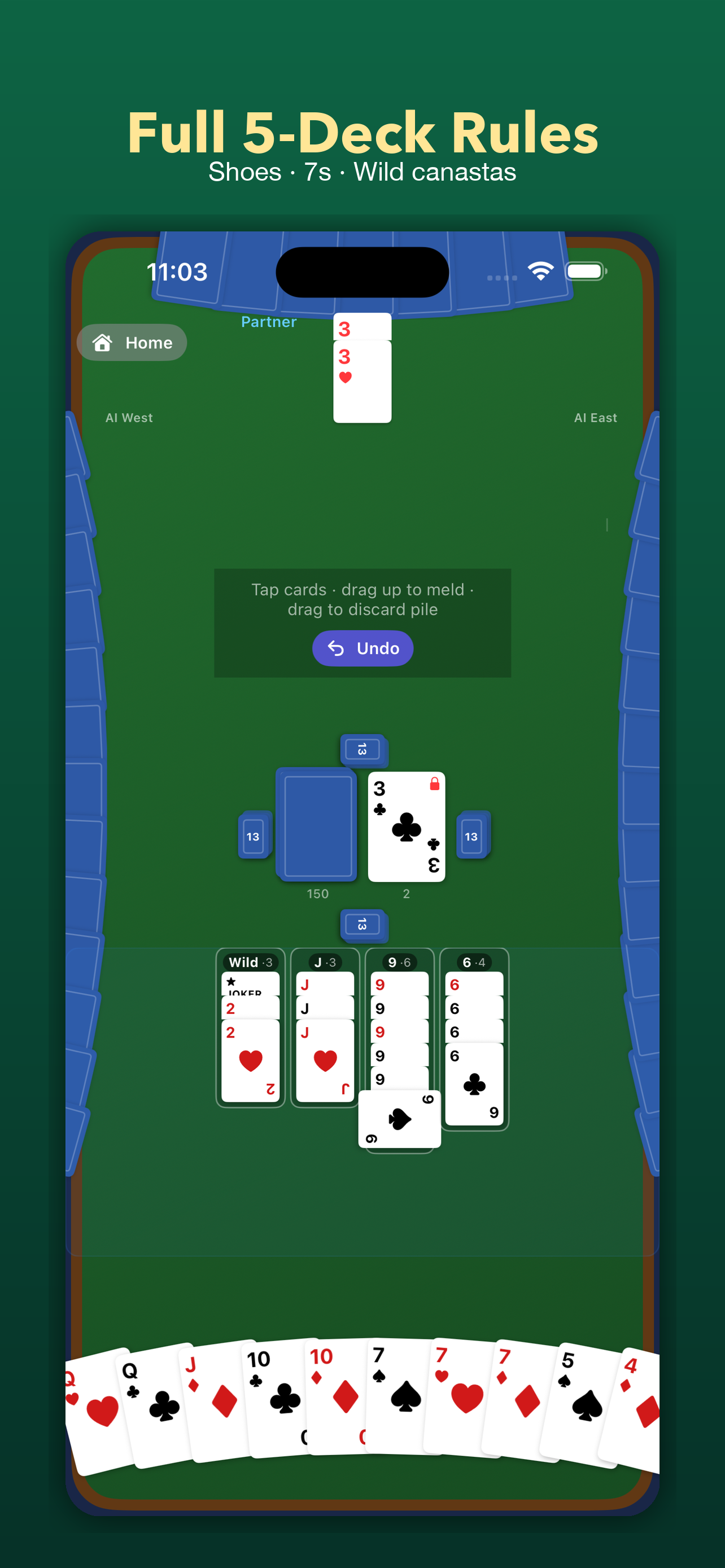 Canasta 5 mid-game play